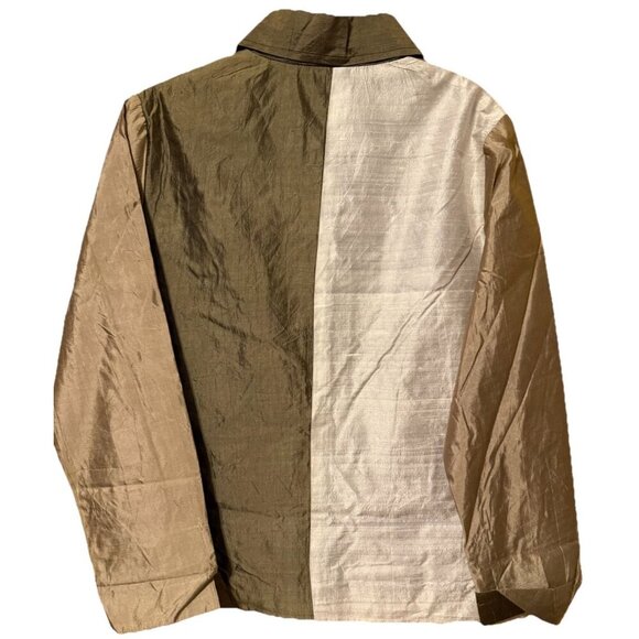 Norm Thompson Silk‎ Med. Blouse Beaded Embroidered Shell Buttons Artistic - Picture 2 of 3